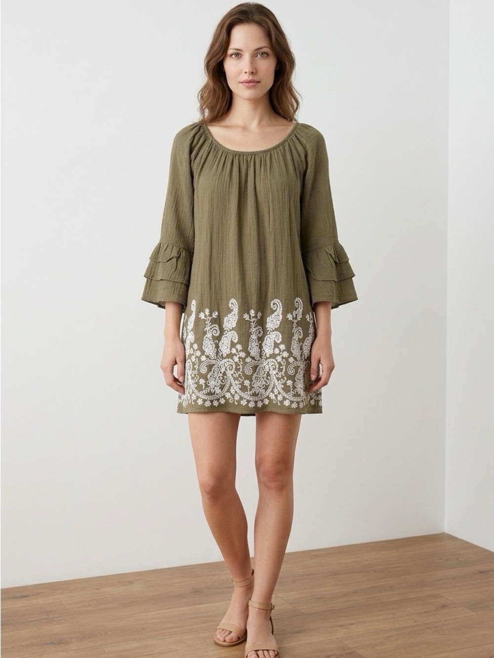Indigo Soul Boho Embroidered Mini Dress